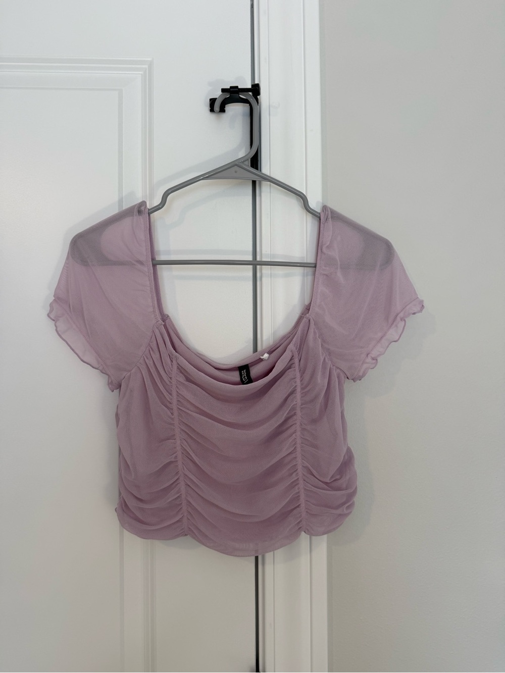 Divided Dusty Lilac Ruched Mesh Crop Top